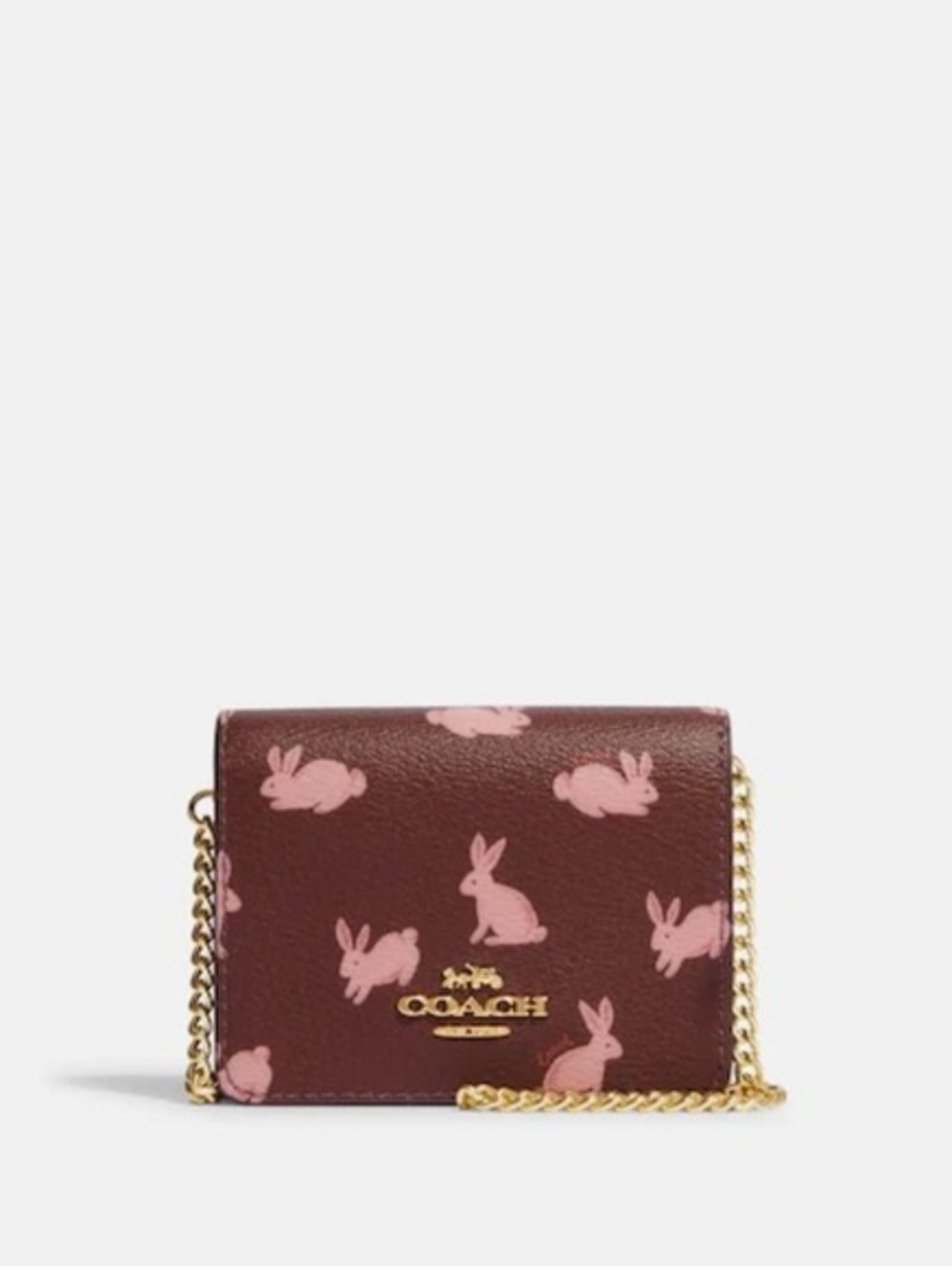 Coach Leather Mini Crossbody Wallet in Pink Bunny Rabbit, Lunar New Year special